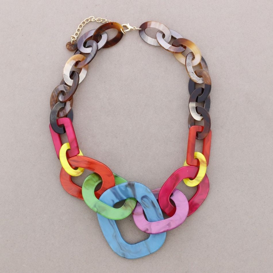 Resin Chain Multi Coloured Necklace - Vz Collection