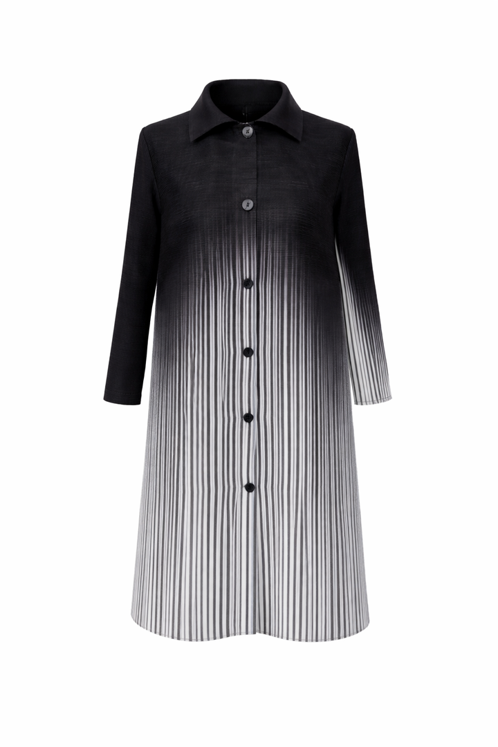 Midnight Fade Plissé Dress - Black,Grey & Ivory - Vz Collection