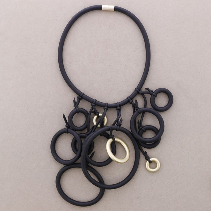 Statement Contemporary Ring Necklace – Sculptural & Super Light Weight - Vz Collection