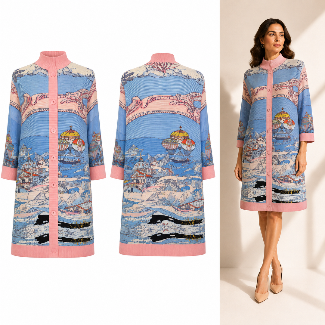 Sora- Sky Voyage Plisse Coat Dress