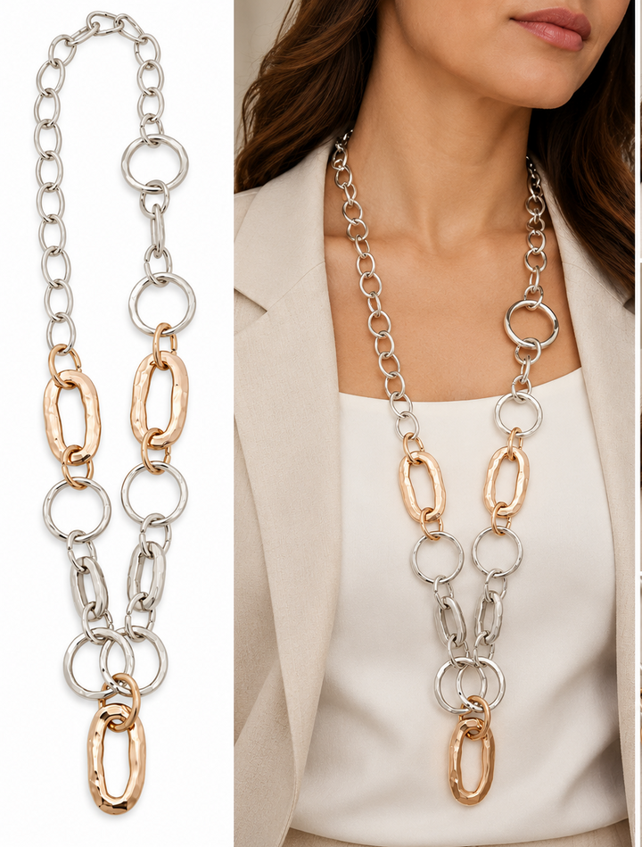 Luxe Link Two-Tone Statement Necklace - Vz Collection