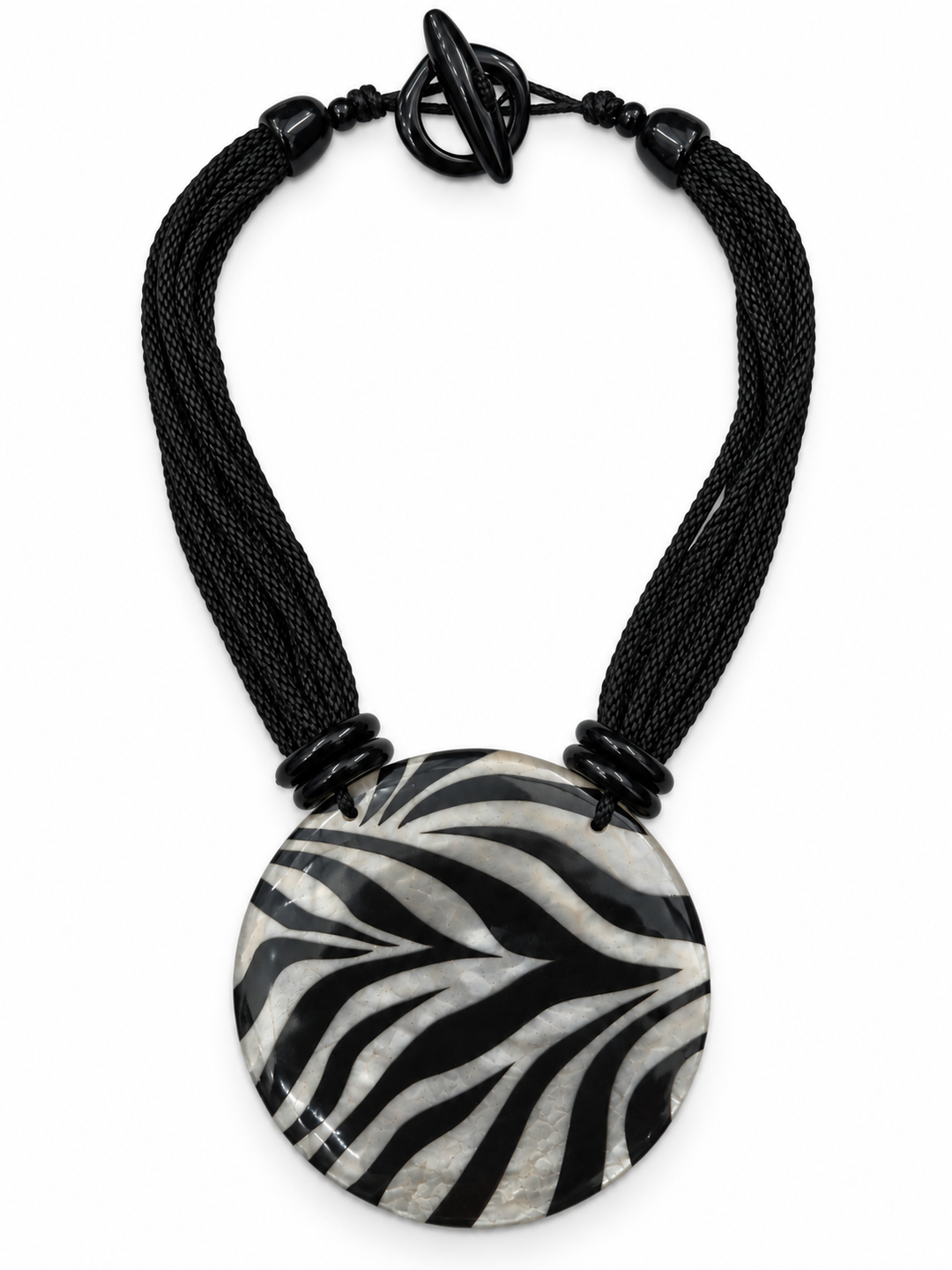 Zebra Noir Lightweight Resin Necklace - Vz Collection