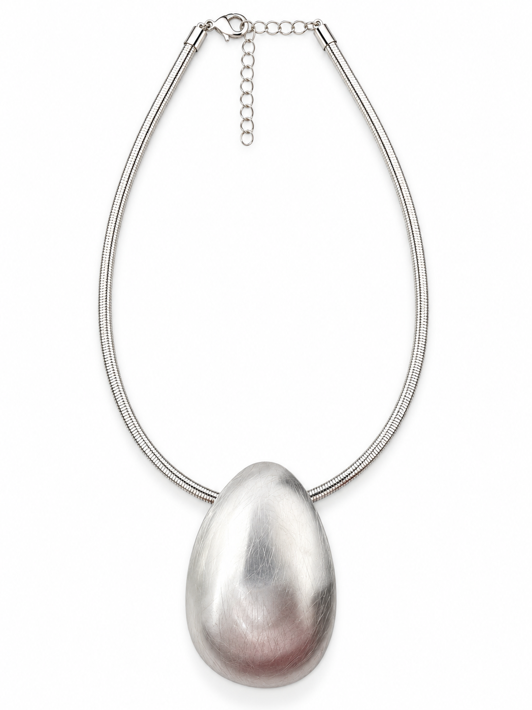 Silver Sculptural Drop Necklace - Vz Collection