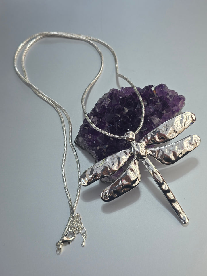 Dragonfly Pendant Necklace On Long Chain
