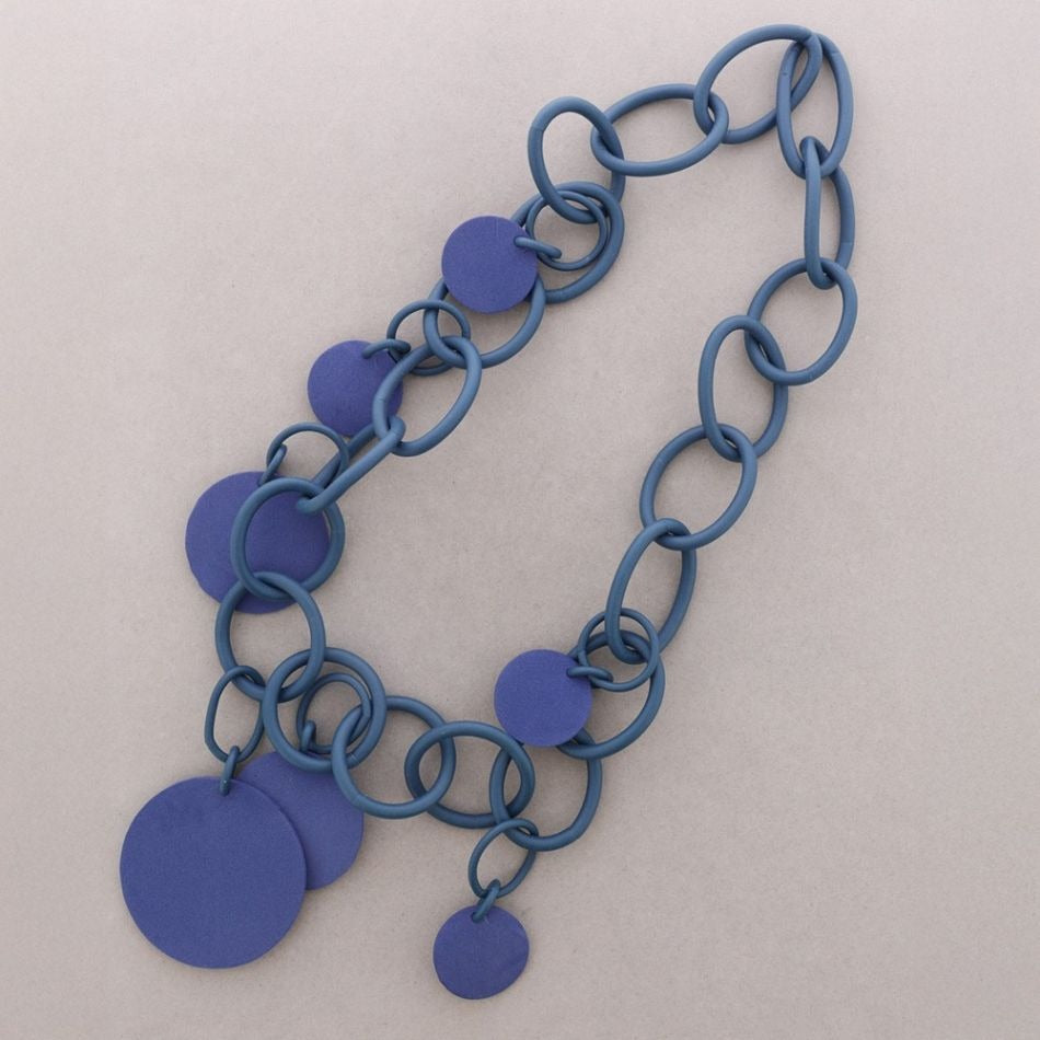 Blue Silicon Long Contemporary Necklace - Vz Collection