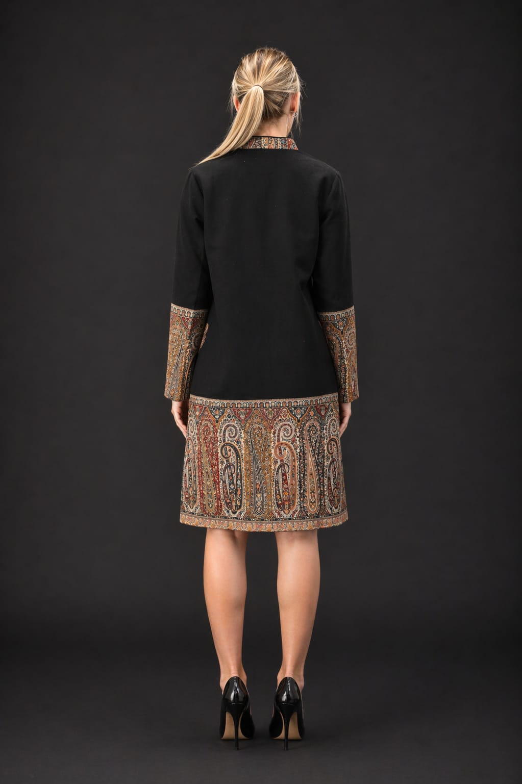 Upcycled Jamawar Shawl Coat – Timeless Elegance with Modern Versatility - Vz Collection