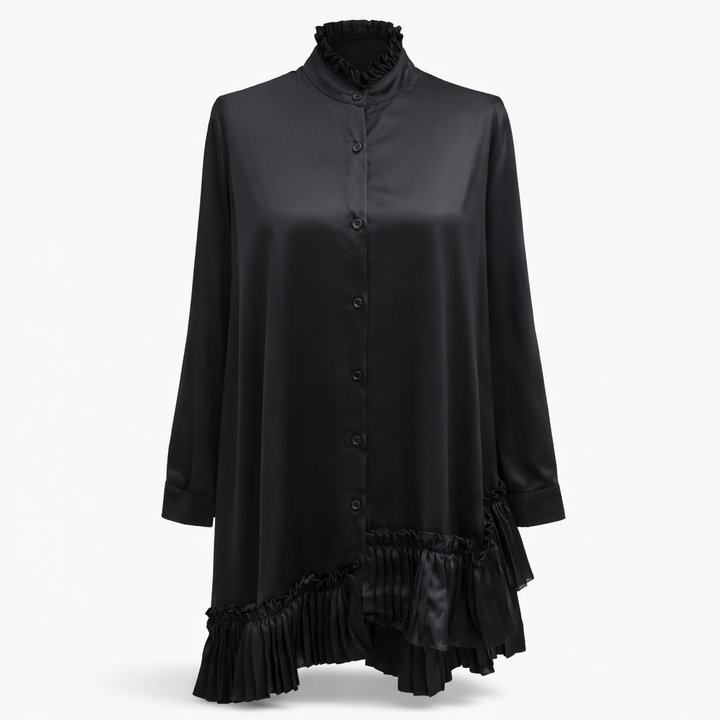 Midnight Cascade Satin Silk Dress - Vz Collection