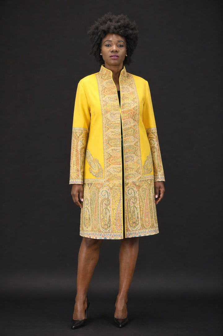 Upcycled Jamawar Shawl Coat – Timeless Elegance with Modern Versatility - Vz Collection
