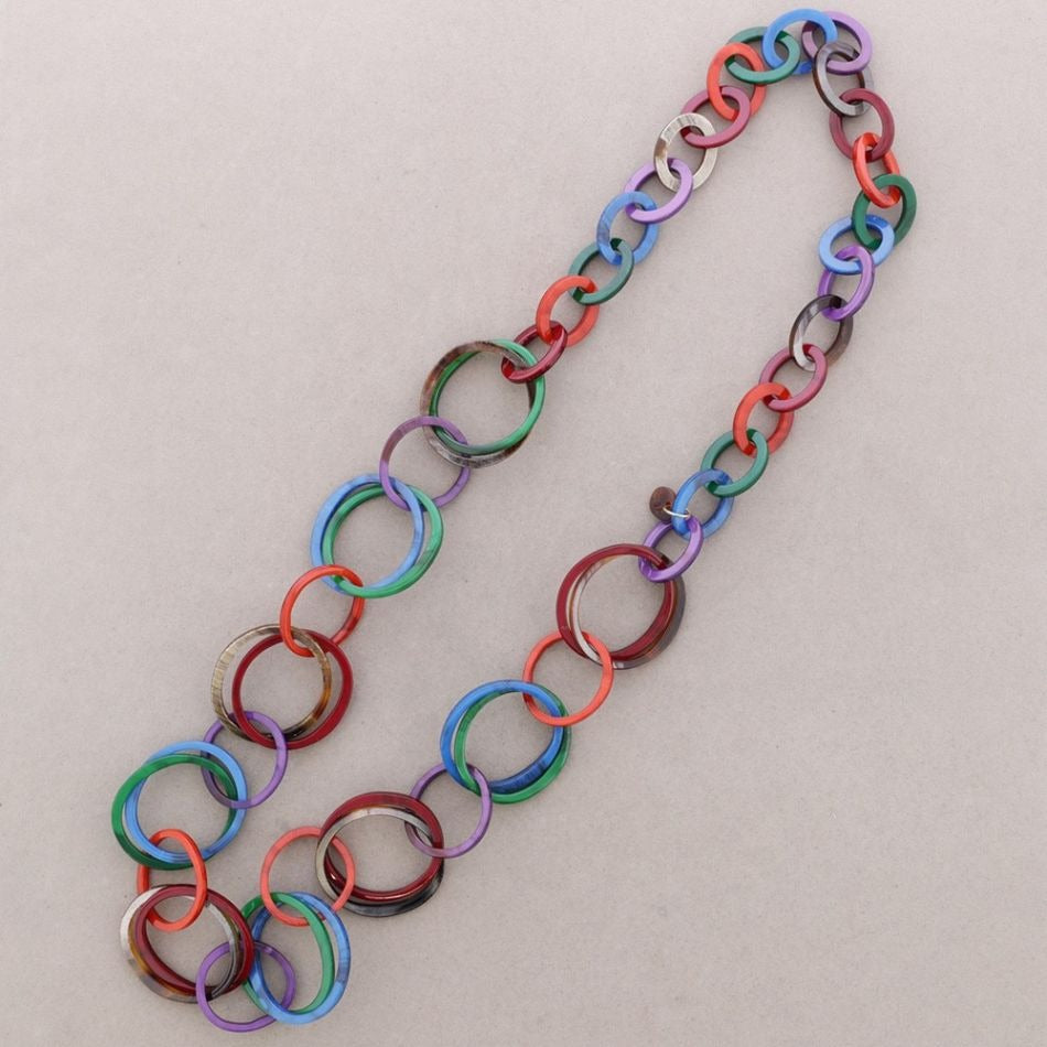 Multi Coloured Long Necklace Resin Chain - Vz Collection