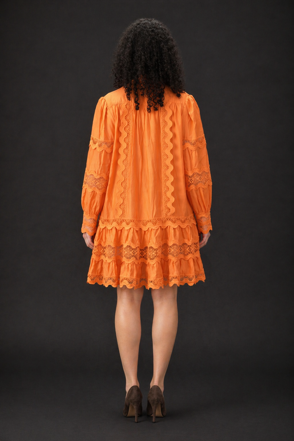 Orange- Celeste Lace Dress - Vz Collection