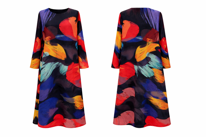 Aurora Petal Plissé Swing Dress - Multicolour - Vz Collection