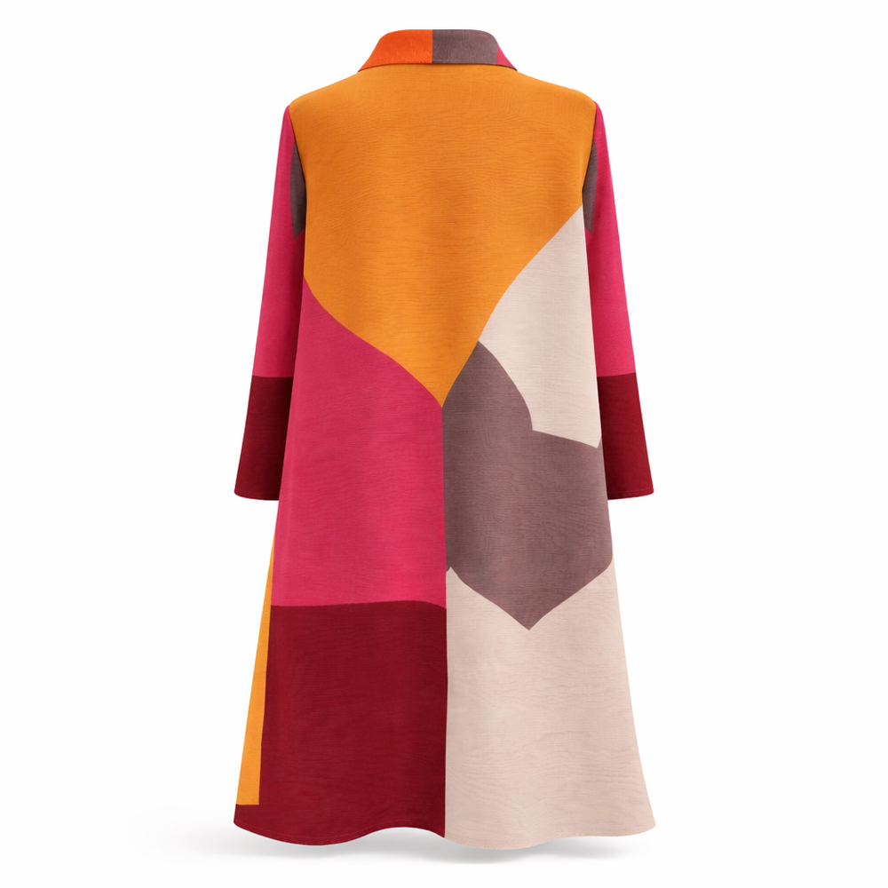 Sunset Geometry Plissé Swing Dress - - Vz Collection