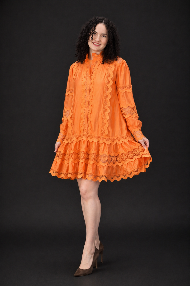 Orange- Celeste Lace Dress - Vz Collection