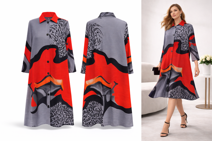 Scarlet Eclipse Plissé Swing Dress - Vz Collection