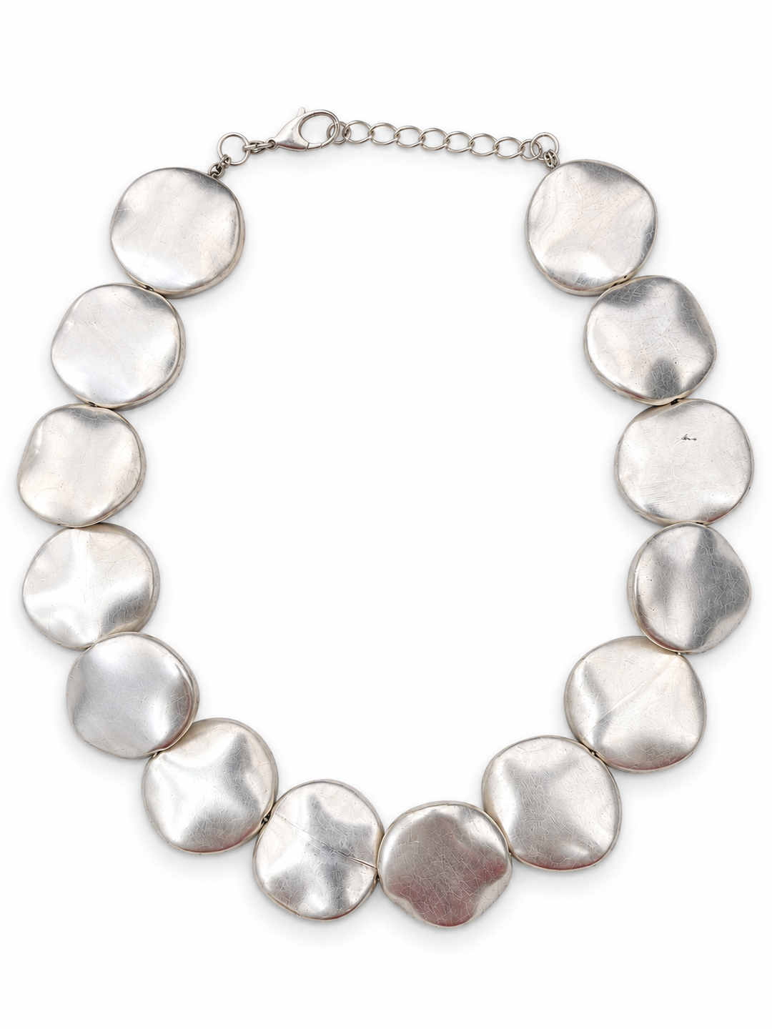 Sculpted Silver Pebble Statement Necklace - Vz Collection
