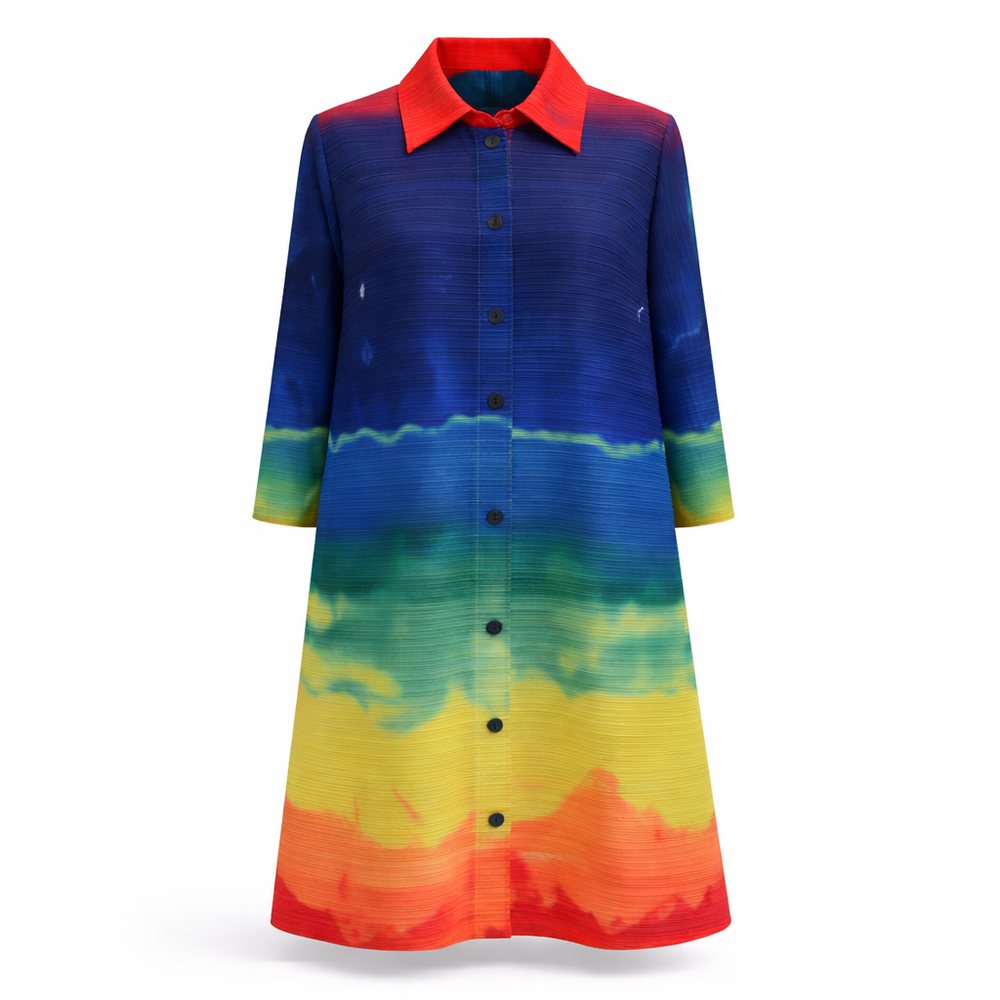 Aurora Spectrum Plissé Shirt Dress - Vz Collection