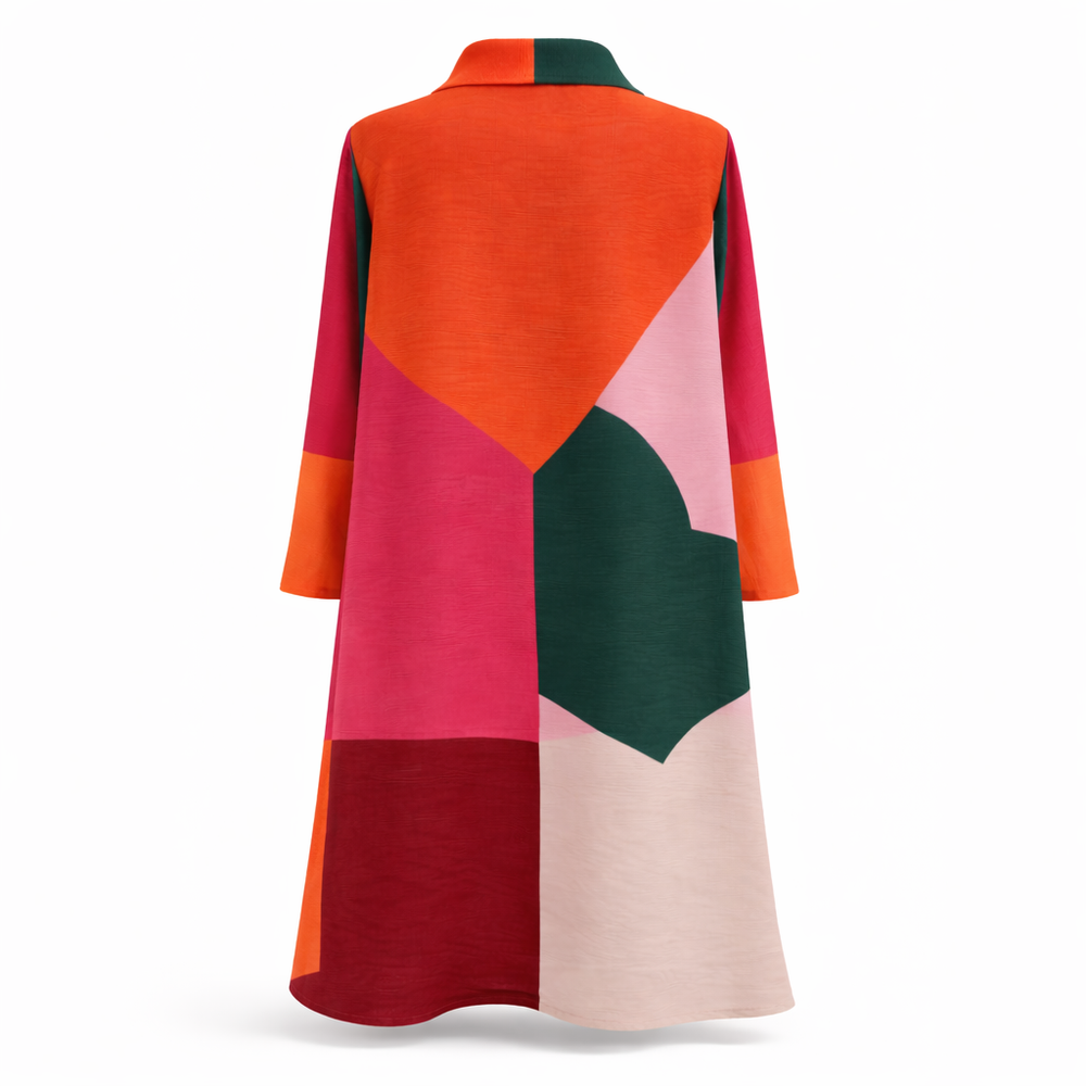 Coral Bloom Plissé Swing Dress - Vz Collection