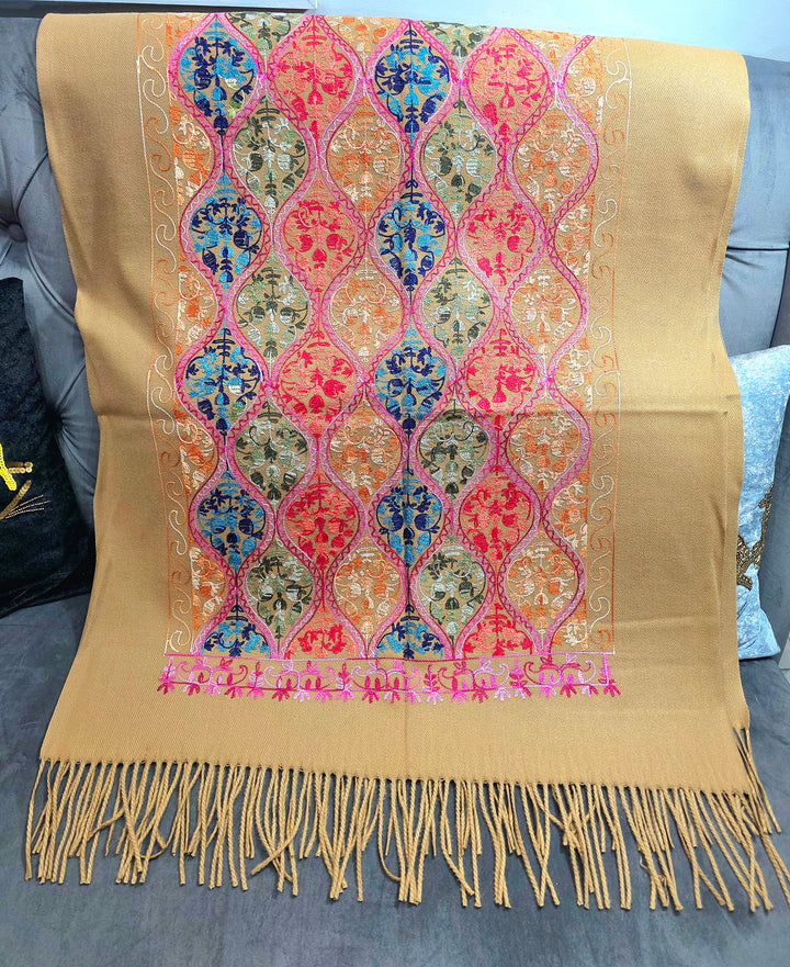 Blush- Hand Embroidered Indian Shawl