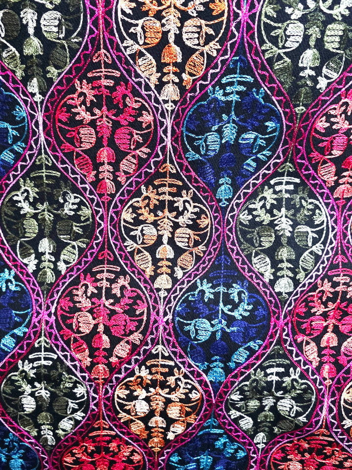 Black - Hand Embroidered Indian Shawl