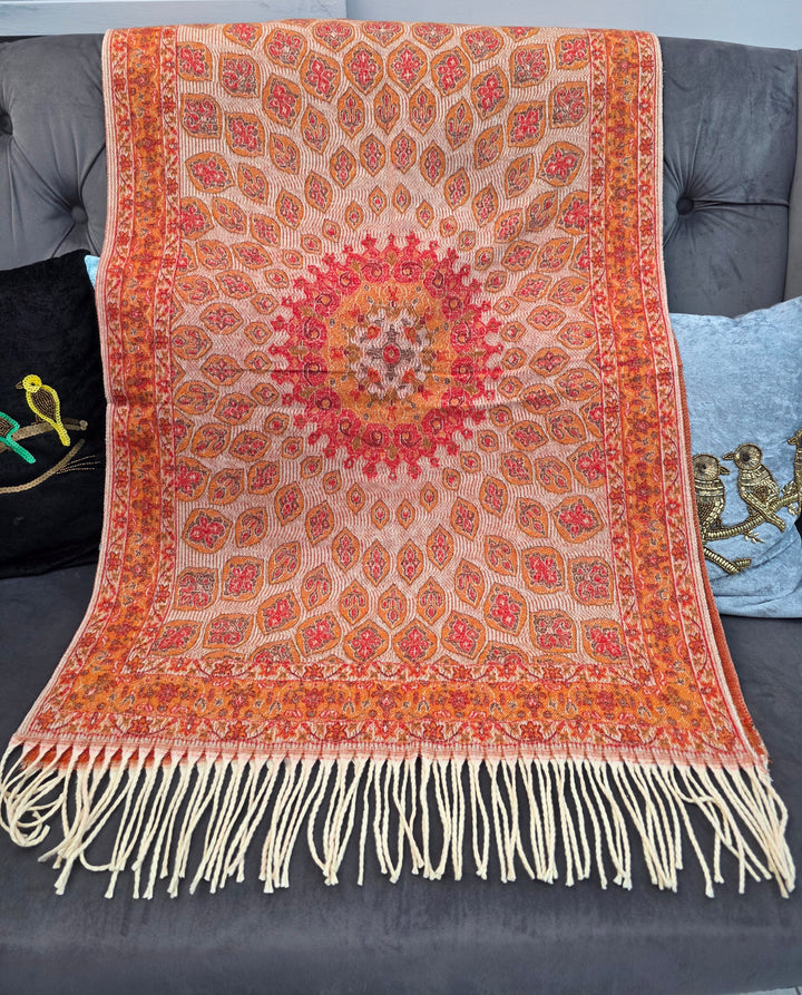 Multi Oranga Mandala Pattern Scarf/Stall in 100% Yak's Wool