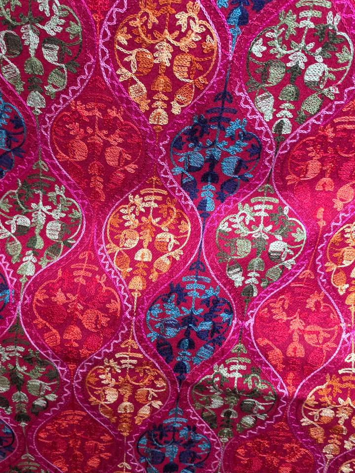 Crimson Red - Hand Embroidered Indian Shawl