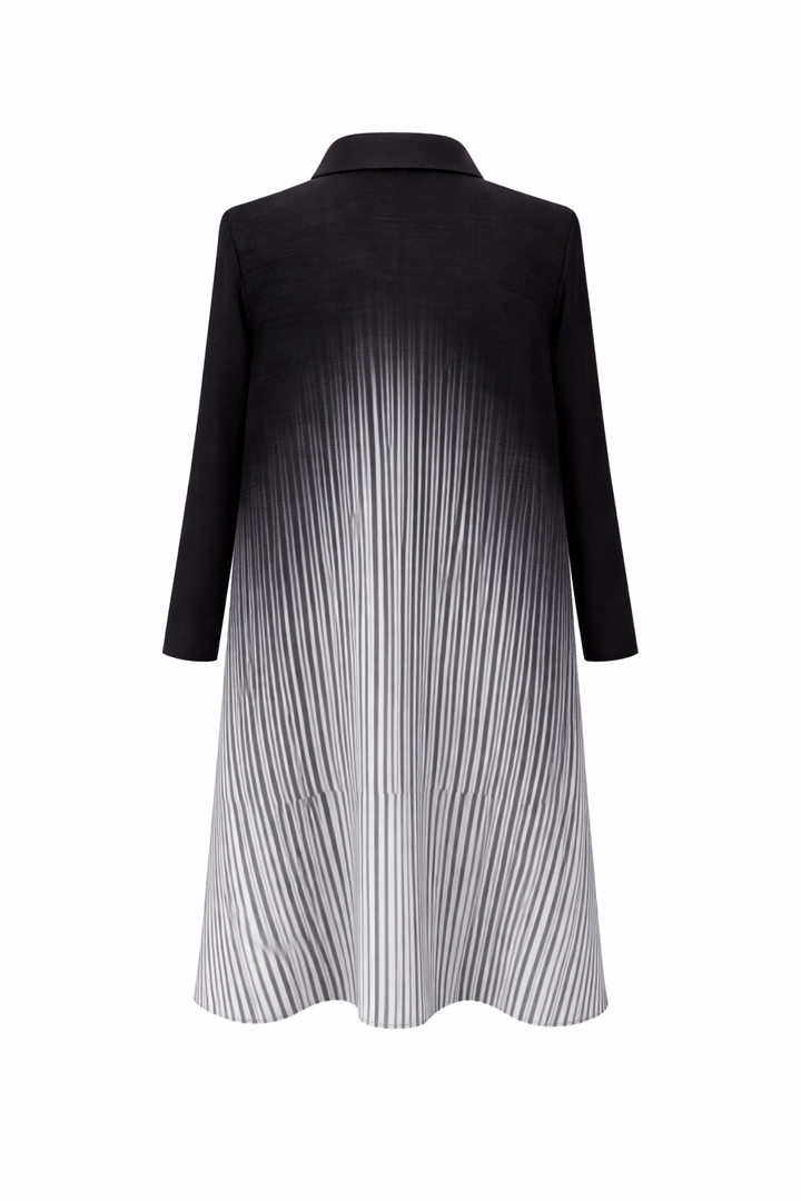 Midnight Fade Plissé Dress - Black,Grey & Ivory - Vz Collection