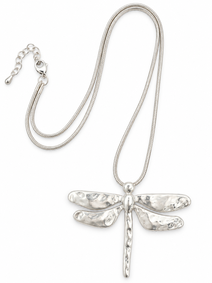 Dragonfly Pendant Necklace On Long Chain - Vz Collection