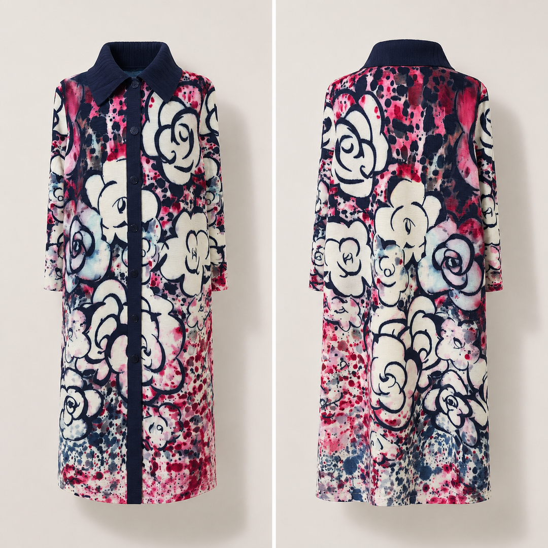 Rose Noir Bloom Plisse Dress