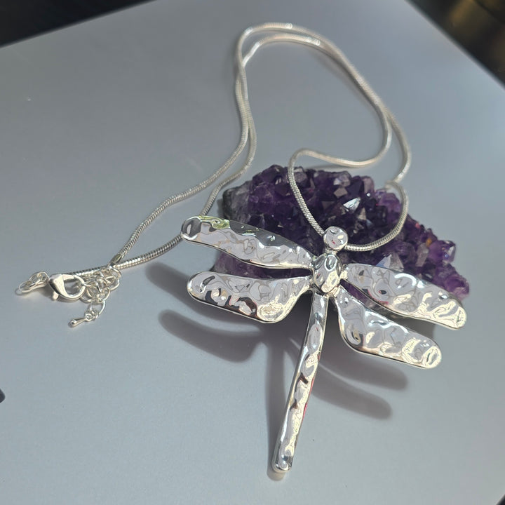 Dragonfly Pendant Necklace On Long Chain