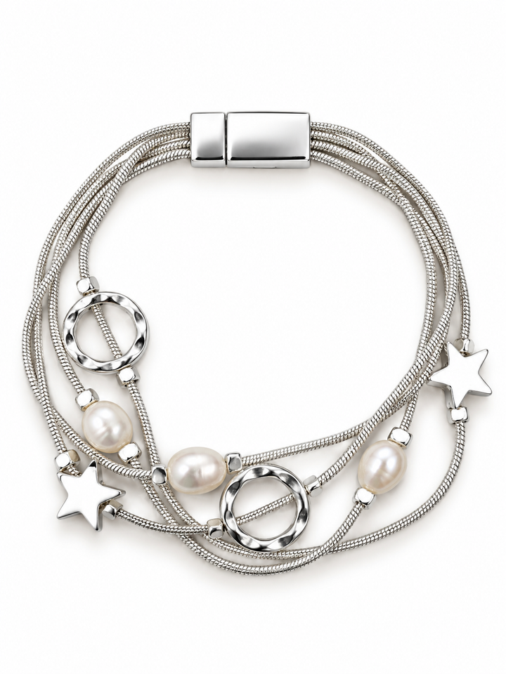 Pearl & Star Magnetic Statement Bracelet - Vz Collection