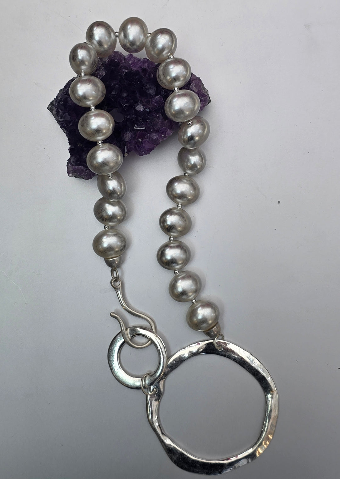 Statement Contemporary Pearl Necklace With Extra Large Clasp