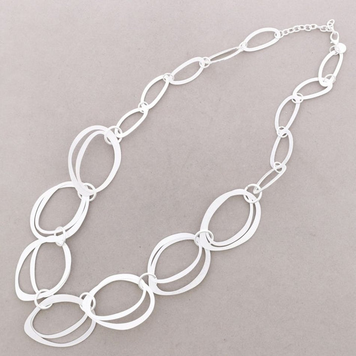 Long Metallic  Oval Link Necklace - Vz Collection