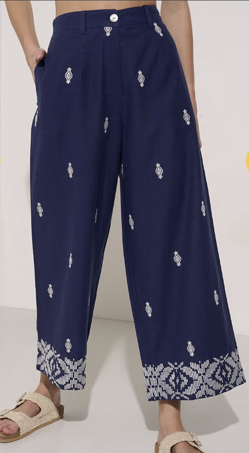 Embroidered Cotton Trousers