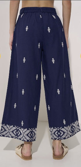 Embroidered Cotton Trousers