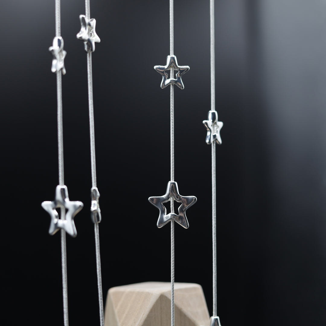 Hammered Stars Long Necklace - Vz Collection