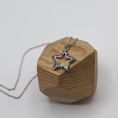 Multicolour Cubic Zirconia Star Pendant Necklace - Vz Collection