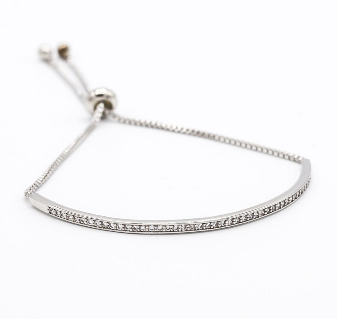 Half Bangle Slider Bracelet with Cubic Zirconia Stones - Vz Collection