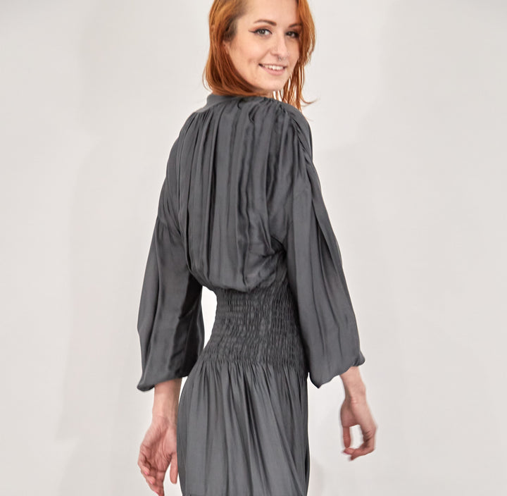 Grey Silk Special Occasion Dress - Vz Collection