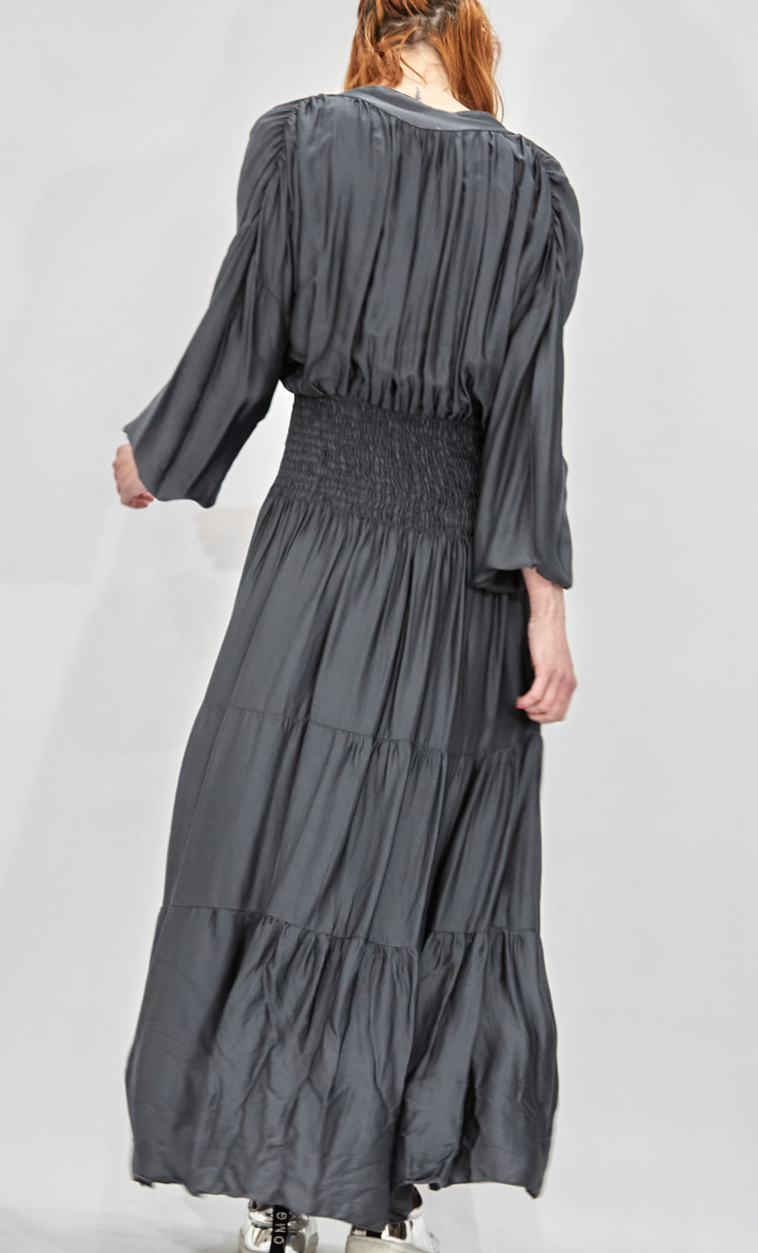 Grey Silk Special Occasion Dress - Vz Collection