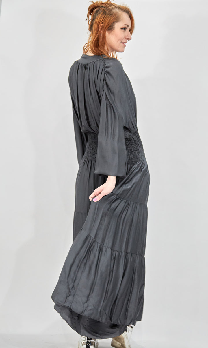 Grey Silk Special Occasion Dress - Vz Collection
