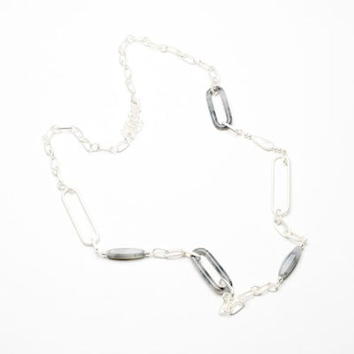 Chain Links Necklace with Resin Beads and Loops - Vz Collection