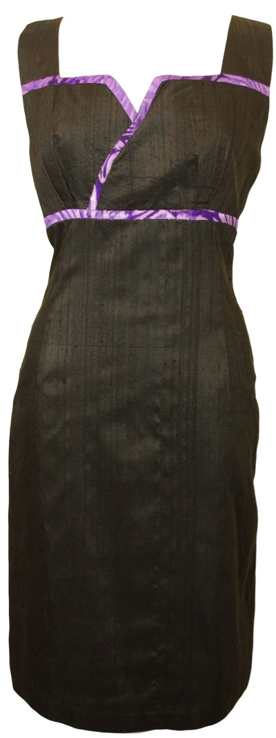 Raw Silk Black Dress with Purple Devoré Silk Jacket - Vz Collection