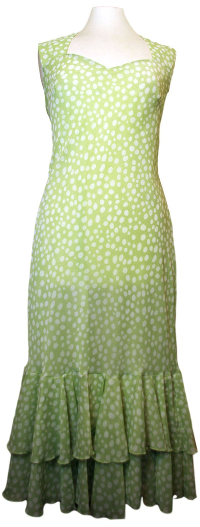 Soft Green Polka Dot Dress with Off-white Bolero - Vz Collection