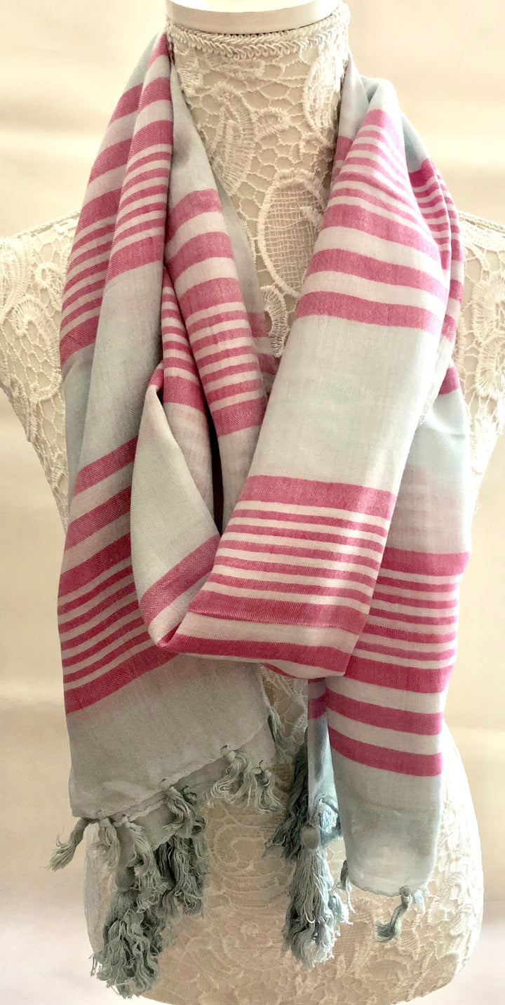 Grey scarf with Pink Stripes - Vz Collection