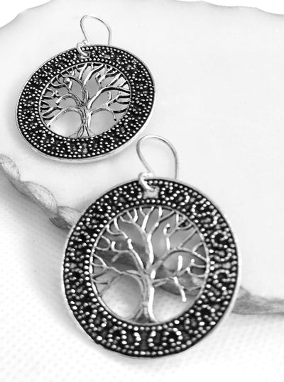 Mounted Tree of Life Earrings - Vz Collection