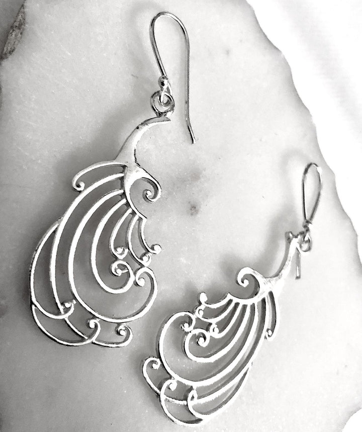 Peacock Feather Earrings - Vz Collection