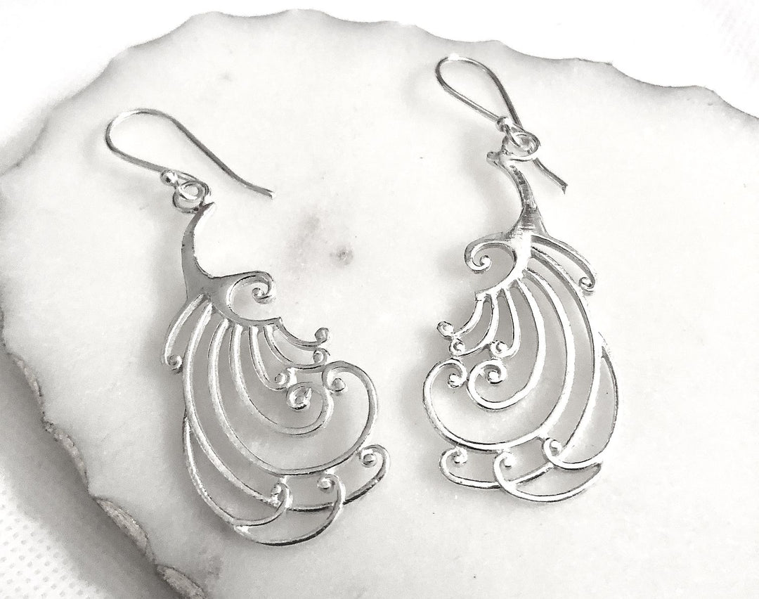Peacock Feather Earrings - Vz Collection