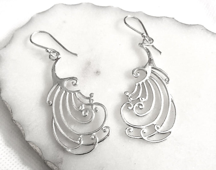 Peacock Feather Earrings - Vz Collection