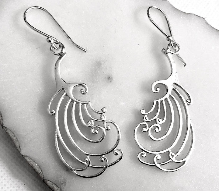 Peacock Feather Earrings - Vz Collection