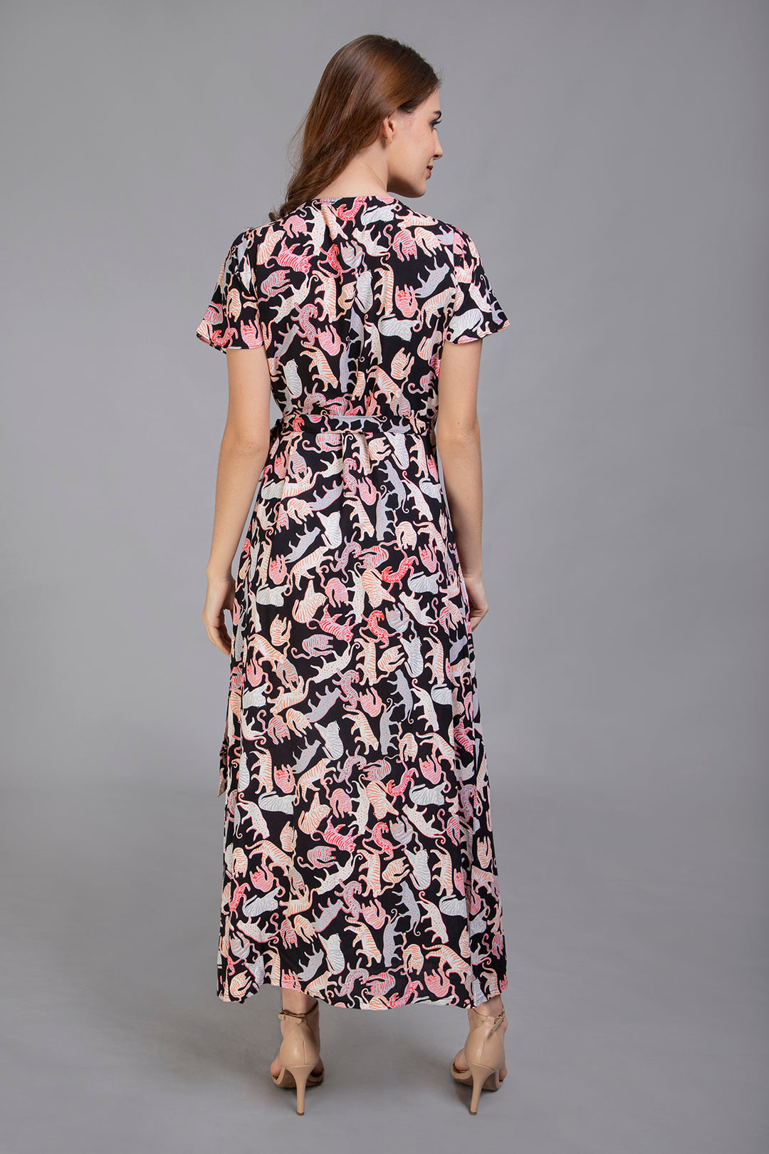 Black Cotton Wrap Over Dress - Vz Collection